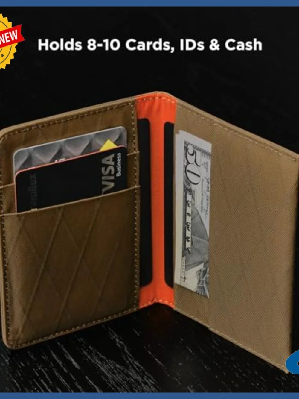 Slim RFID Bifold Wallet Holds 8-10 Cards Waterproof X-Pac VX21